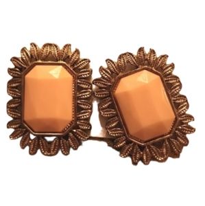 Goldtone pale peach victorian vintage earrings